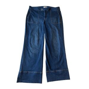 Eloquii High Rise Wide Leg Flare Cuffed Jeans